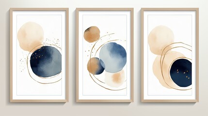 Set of abstract watercolor hand painted backgrounds. illustration for your design Generative AI