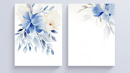 Greeting card template with watercolor flowers. illustration. Generative AI