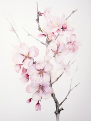 Delicate and Soft Watercolor Almond Blossom Petals AI Generated