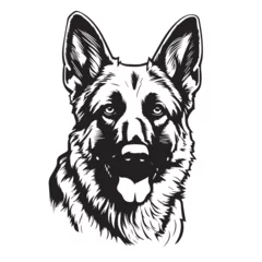 Fotobehang German Shepherd in cartoon, doodle style. Isolated 2d vector illustration in logo, icon style, Eps 10, black and white. AI Generative © Alexey