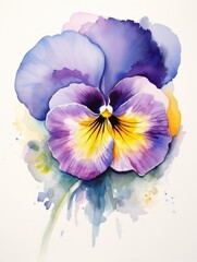 Vibrant Watercolor Pansy Petals AI Generated