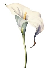Elegant Watercolor Calla Lily with a Bold Contrasting Stem AI Generated