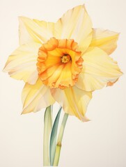 Vibrant Botanical Watercolor Daffodil Petals AI Generated