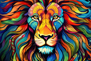 Predator africa nature king leo wildlife illustration face head wild lion design animal - obrazy, fototapety, plakaty