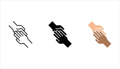 Fototapeta premium Support icon set. Friendship icon set. Handshake of business partners sign. Human greeting symbol. vector illustration on white background