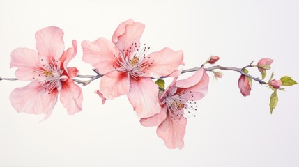 Watercolor Art of the Franklin Tree Flower on a White Backdrop AI Generated