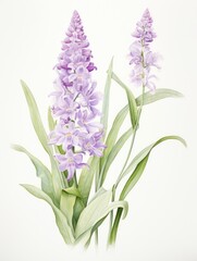 Watercolor Painting of Dactylorhiza Aristata on White Background AI Generated