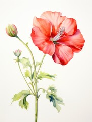 Watercolor Drawing of Youtan Poluo Flower on White Background AI Generated
