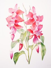 Watercolor Art of Telopea Speciosissima on White Backdrop AI Generated