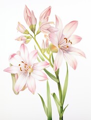 Obraz na płótnie Canvas Watercolor Art of Ixia Viridiflora on White Backdrop AI Generated