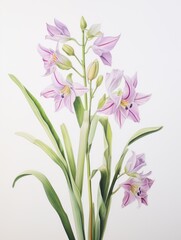 Fototapeta na wymiar Watercolor Art of Ixia Viridiflora on White Backdrop AI Generated
