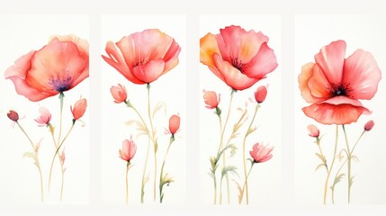 Vibrant Watercolor Poppy Field Petals AI Generated