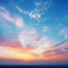 Naklejka na ściany i meble Abstract gradient sunrise in the sky with cloud and blue mix orange natural background.