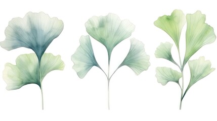 Set of Three Botanical Watercolor Illustrations AI Generated