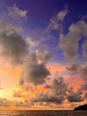 Colorful clouds sky sunset over the sea
