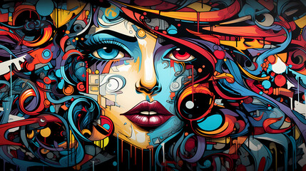 Graffiti art of a woman's  face
