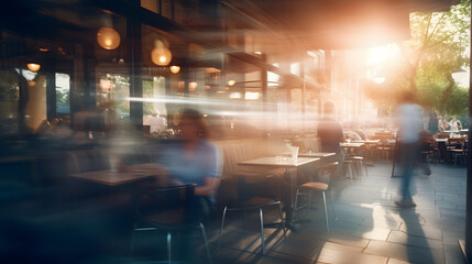 Fototapeta na wymiar restaurant background, Coffee Maker, Abstract blur restaurant, coffee shop