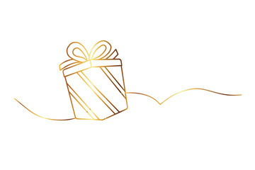 Gift box line art style vector. Wrapped surprise package for Christmas or birthday party. Christmas element vector