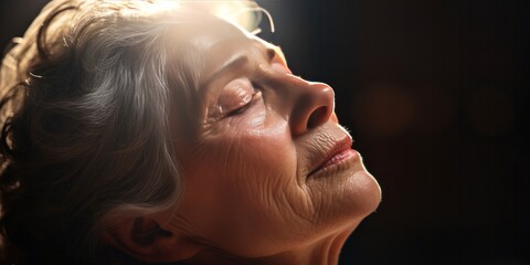 an older woman with her eyes closed, generative AI