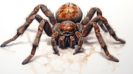 Intricate Watercolor Tarantula Legs Creeping Slowly on White Background AI Generated