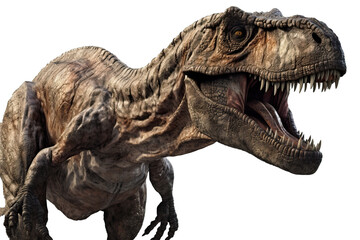 T-Rex Roaring Dinosaur Looking Right, Isolated on Transparent Background