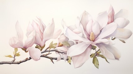 Delicate Watercolor Magnolia Bloom AI Generated