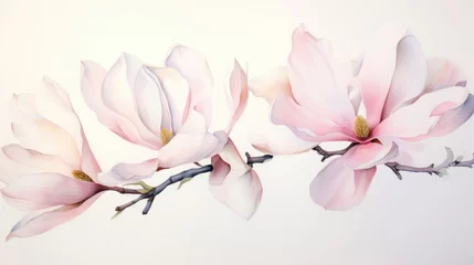 Foto op Canvas Delicate Watercolor Magnolia Bloom AI Generated © Alex