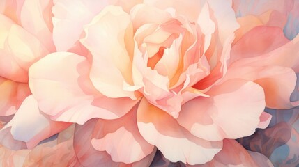 Soft and Vibrant Camellia Petals in Botanical Watercolor AI Generated