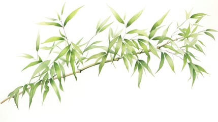Delicate and Refined Botanical Watercolor of Bamboo Stalk and Leaves AI Generated