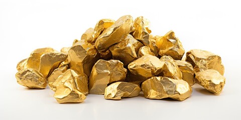 pile of gold nuggets lying down on a desk, generative AI