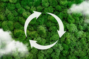 Abstract icon of ecological recycle shape at nature background