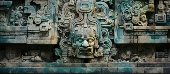 Mayan king Pakal's bas-relief in Palenque, Mexico.