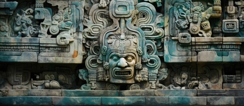 Mayan king Pakal's bas-relief in Palenque, Mexico.
