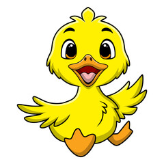 Cute duckling cartoon on white background