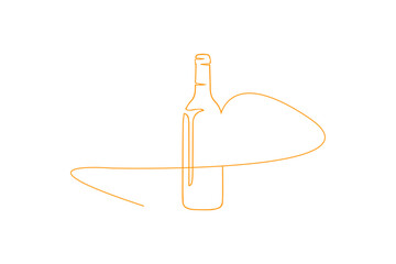 Abstract hand drawn wine bottle vector one line continuous drawing illustration. Minimal design element for print, banner, card, wall art poster, brochure, product logo