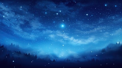 A full light blue moon in the night sky lots of shiny silver stars