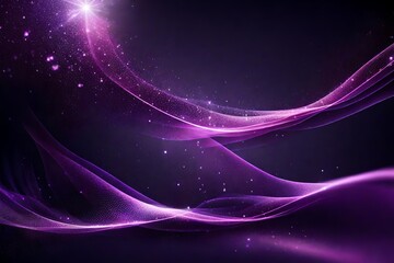 Digital purple particles wave and light abstract background with shining dots star- - obrazy, fototapety, plakaty