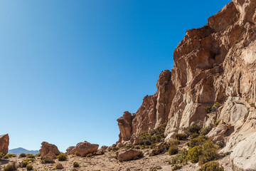Fototapeta na wymiar Rock formation in a desert setting, in Bolivia.