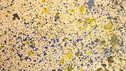 Abstract Blue Yellow Paint: Splashy close-up detail
