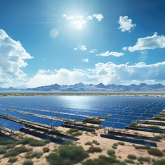 Solar power energy panels under the sun in a field
