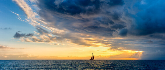 Ocean Storm Sunset Dark Clouds Sky Looming Approaching Inspirational Motivational Sailboat Journey...
