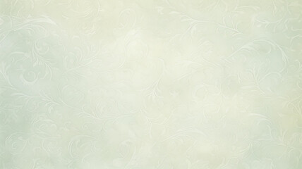 spring light green soft pastel, delicate mint background with vintage floral ornament of olive shades wallpaper on the wall copy space blank