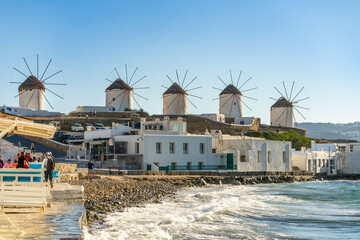Famous windmills of Mykonos island, Greece - obrazy, fototapety, plakaty