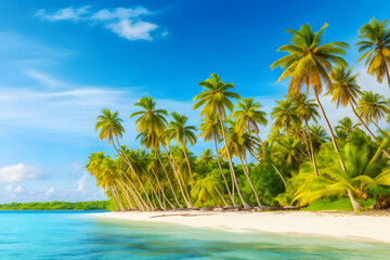 Fototapeta na wymiar Maldives Islands Ocean Tropical Beach Neural network AI generated art