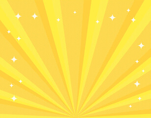 下から伸びるキラキラしたドット柄の集中線/黄