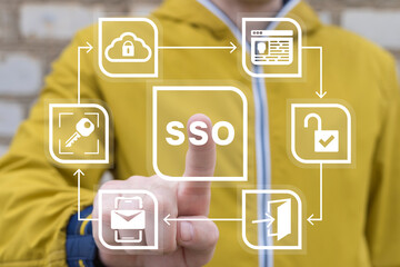 SSO Single Sign On concept. Single Sign-On is an authentication process that allows a user to...