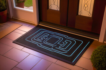 automation door mat with smart things in a entryway