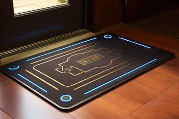 automation door mat with smart things in a entryway