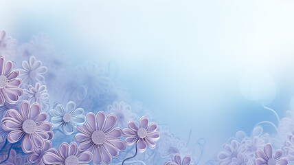 Fototapeta na wymiar abstract smooth blue light background with delicate pastel floral ornament, frame for greetings and text