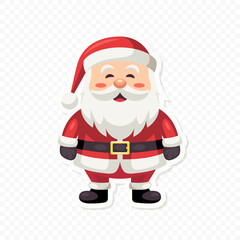 Fototapeta na wymiar Flat Vector Portrait of Smiling Happy Santa Claus Icon. Cartoon Christmas Santa Claus Sticker Icon, Isolated Vector Illustration, Front View